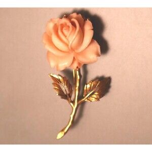 Vintage Pink Rose Faux Coral Brooch